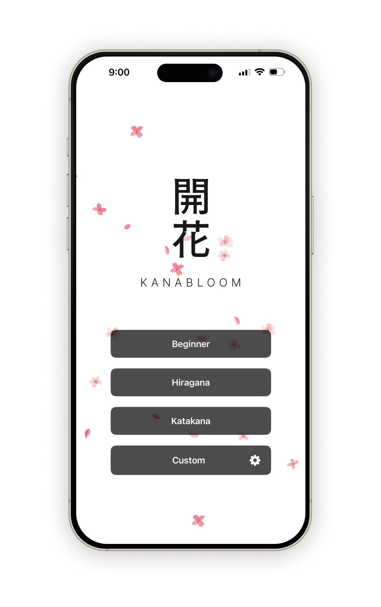 Kanabloom App Screenshot - Hiragana Flashcards